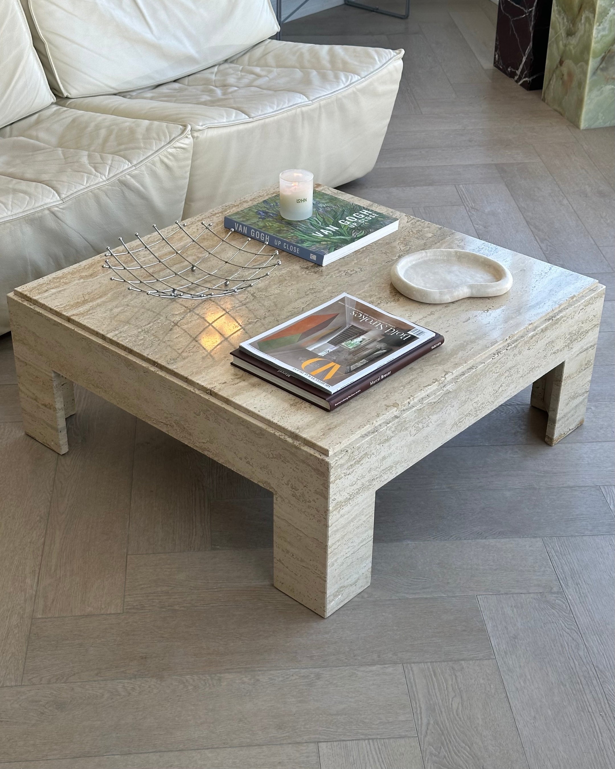 Low-Profile Travertine Legged Coffee Table – Shoppe Clover