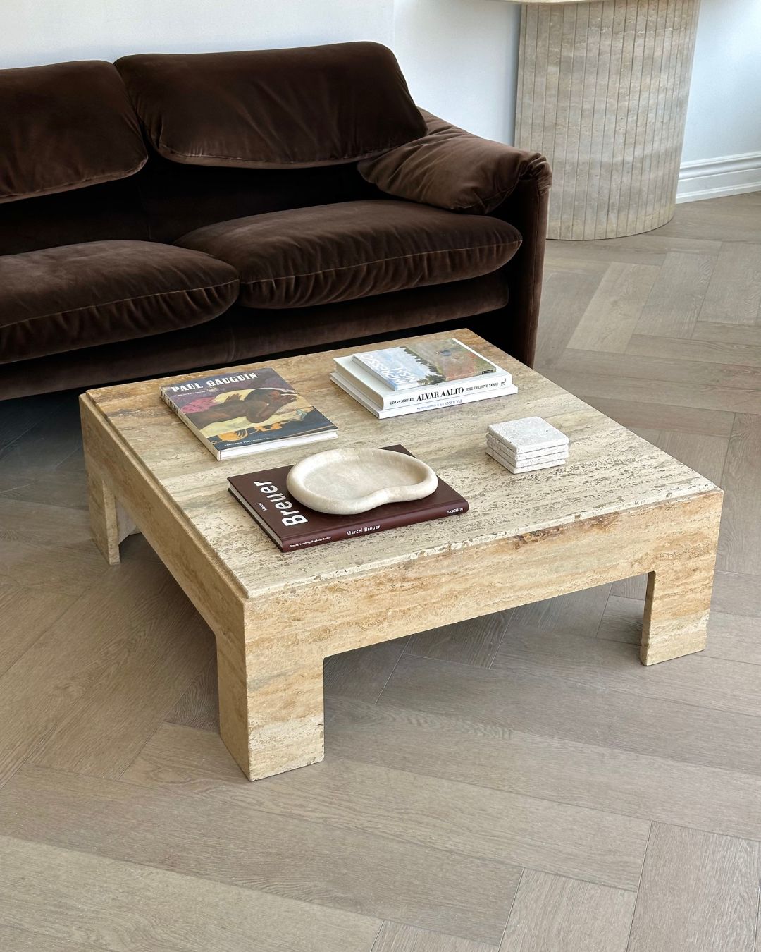 Low-Profile Travertine Legged Coffee Table – Shoppe Clover