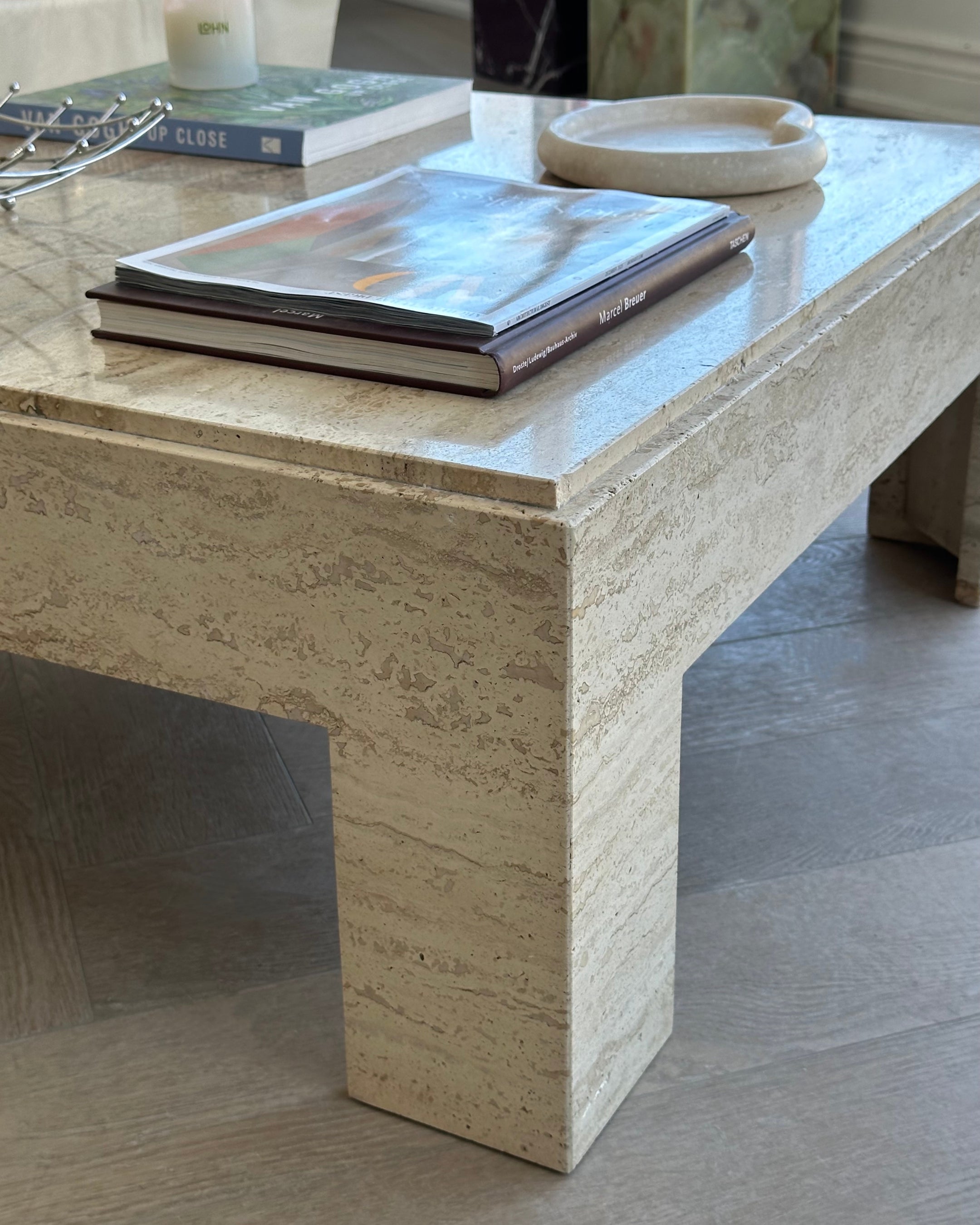 Low-Profile Travertine Legged Coffee Table – Shoppe Clover